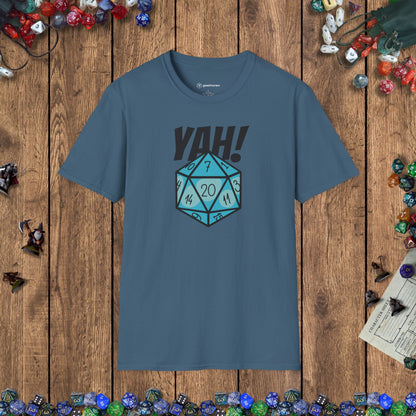 Critical Hit D20 Dice YAH! Funny DnD T-Shirt Designed by GeekHaven
