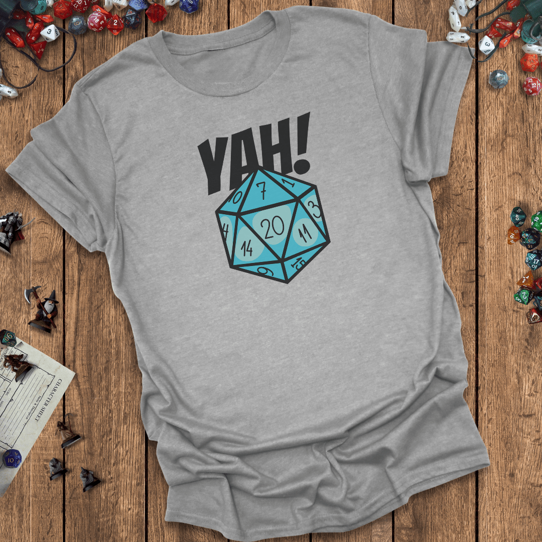 Critical Hit D20 Dice YAH! Funny DnD T-Shirt Designed by GeekHaven