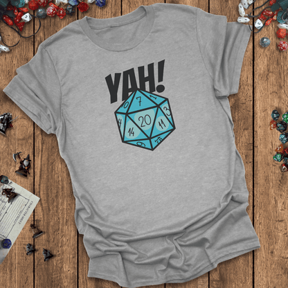 Critical Hit D20 Dice YAH! Funny DnD T-Shirt Designed by GeekHaven