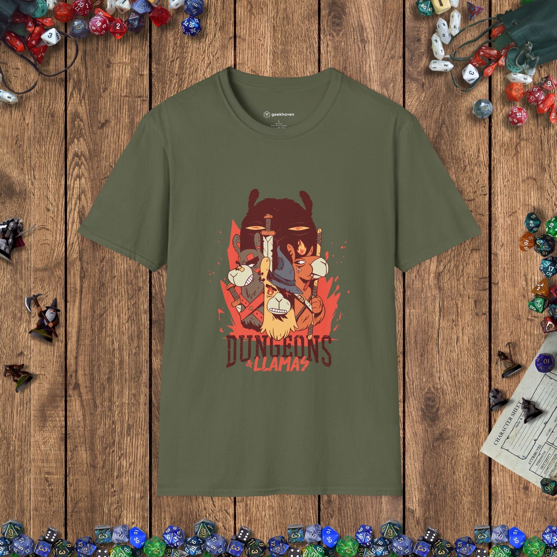 Dungeons & Llamas Funny DnD T-Shirt Designed by GeekHaven