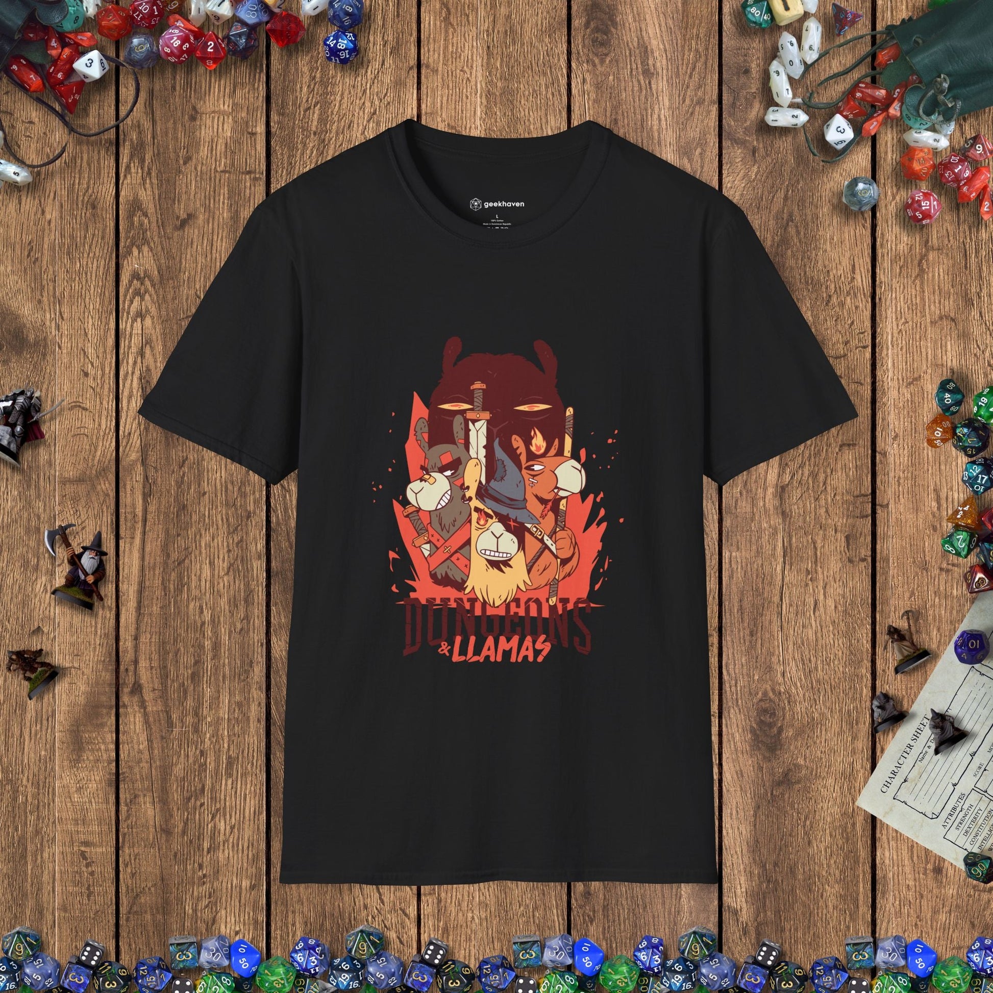 Dungeons & Llamas Funny DnD T-Shirt Designed by GeekHaven