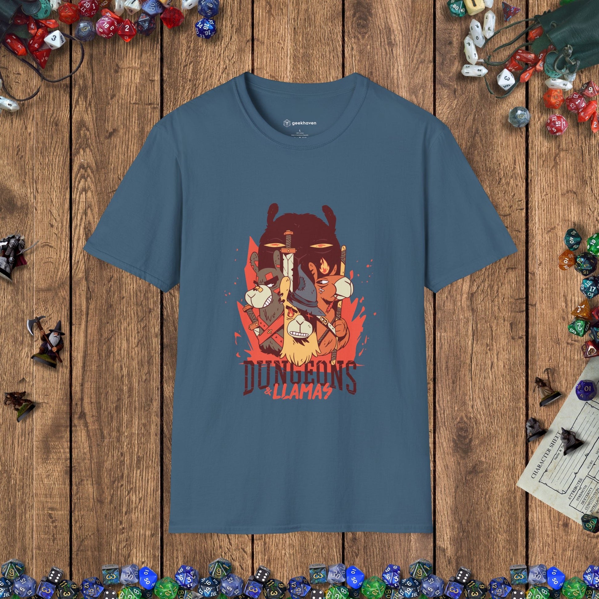 Dungeons & Llamas Funny DnD T-Shirt Designed by GeekHaven