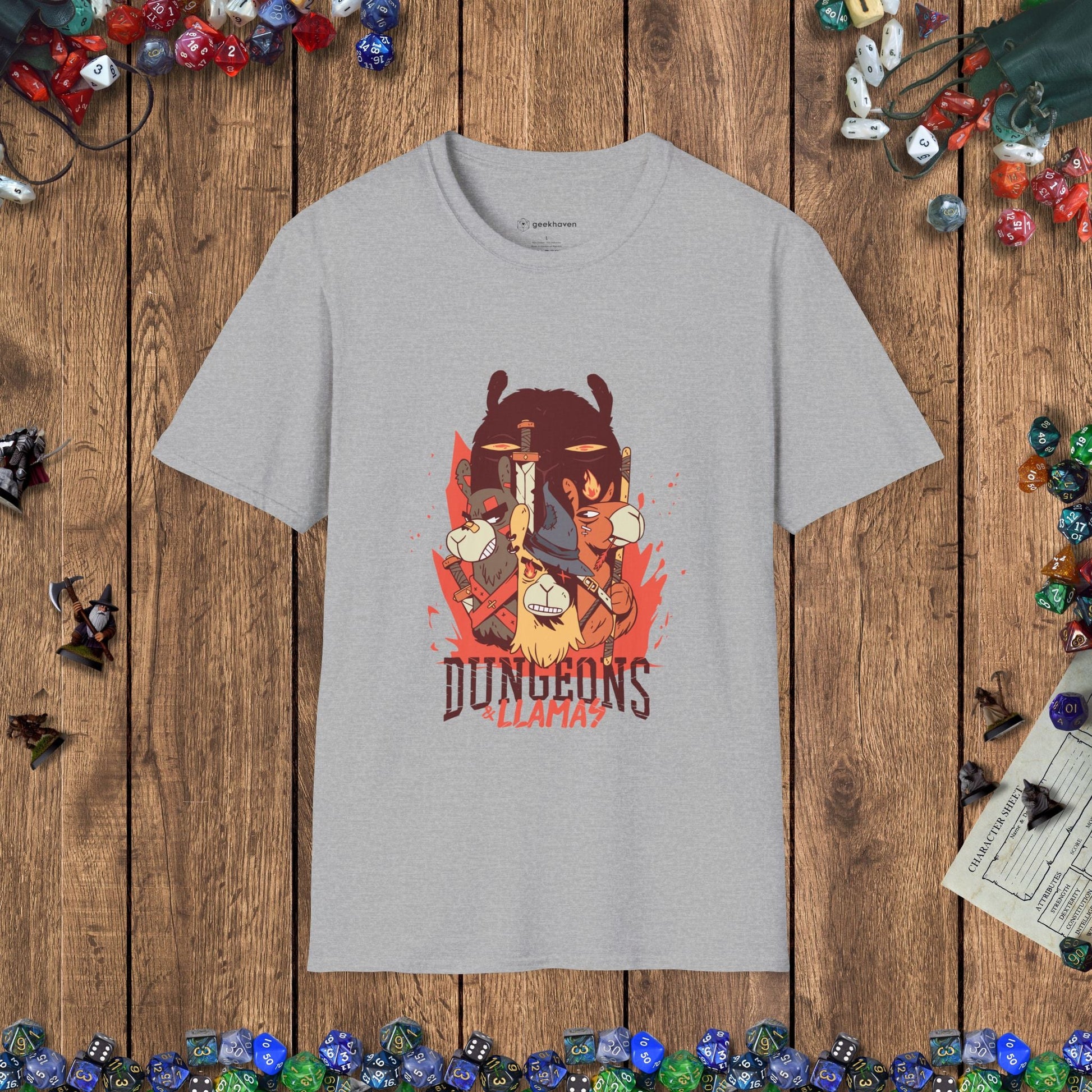 Dungeons & Llamas Funny DnD T-Shirt Designed by GeekHaven