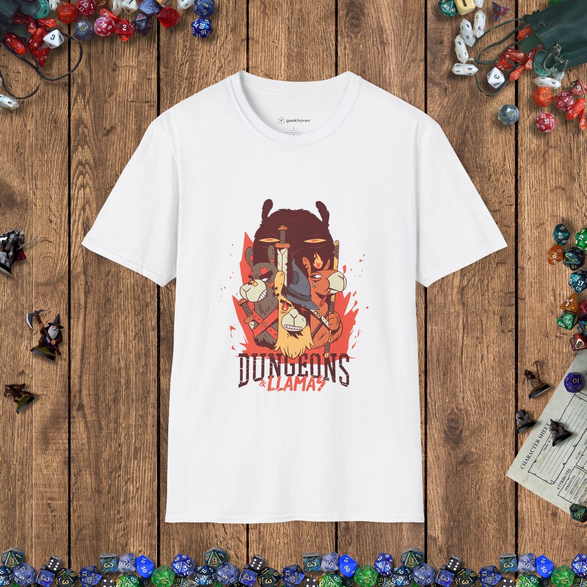 Dungeons & Llamas Funny DnD T-Shirt Designed by GeekHaven