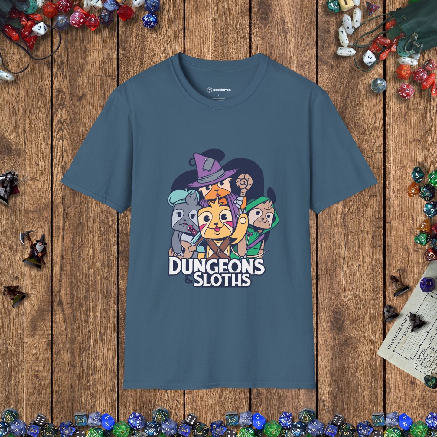 Dungeons & Sloths Funny DnD T-Shirt Designed by GeekHaven
