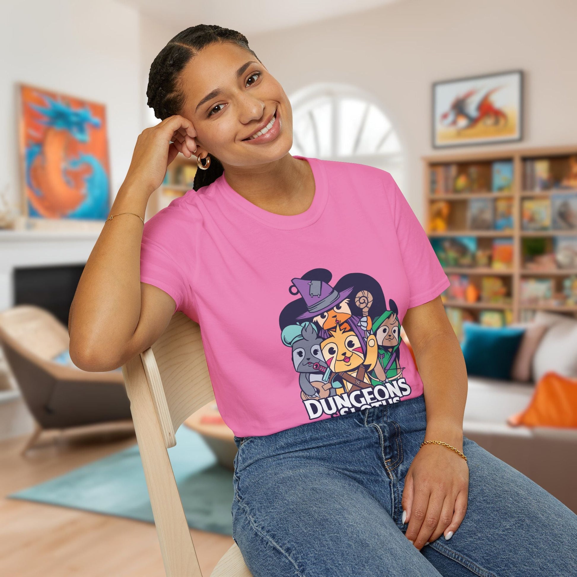 Dungeons & Sloths Funny DnD T-Shirt Designed by GeekHaven