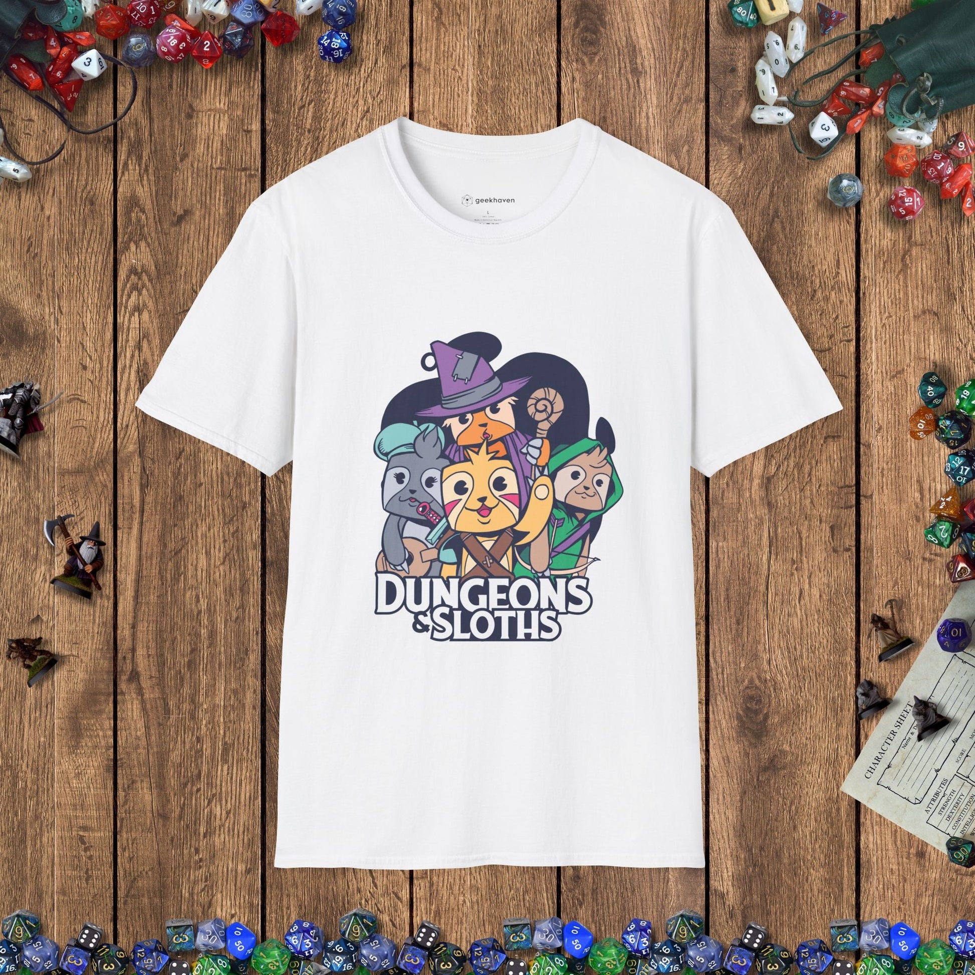 Dungeons & Sloths Funny DnD T-Shirt Designed by GeekHaven