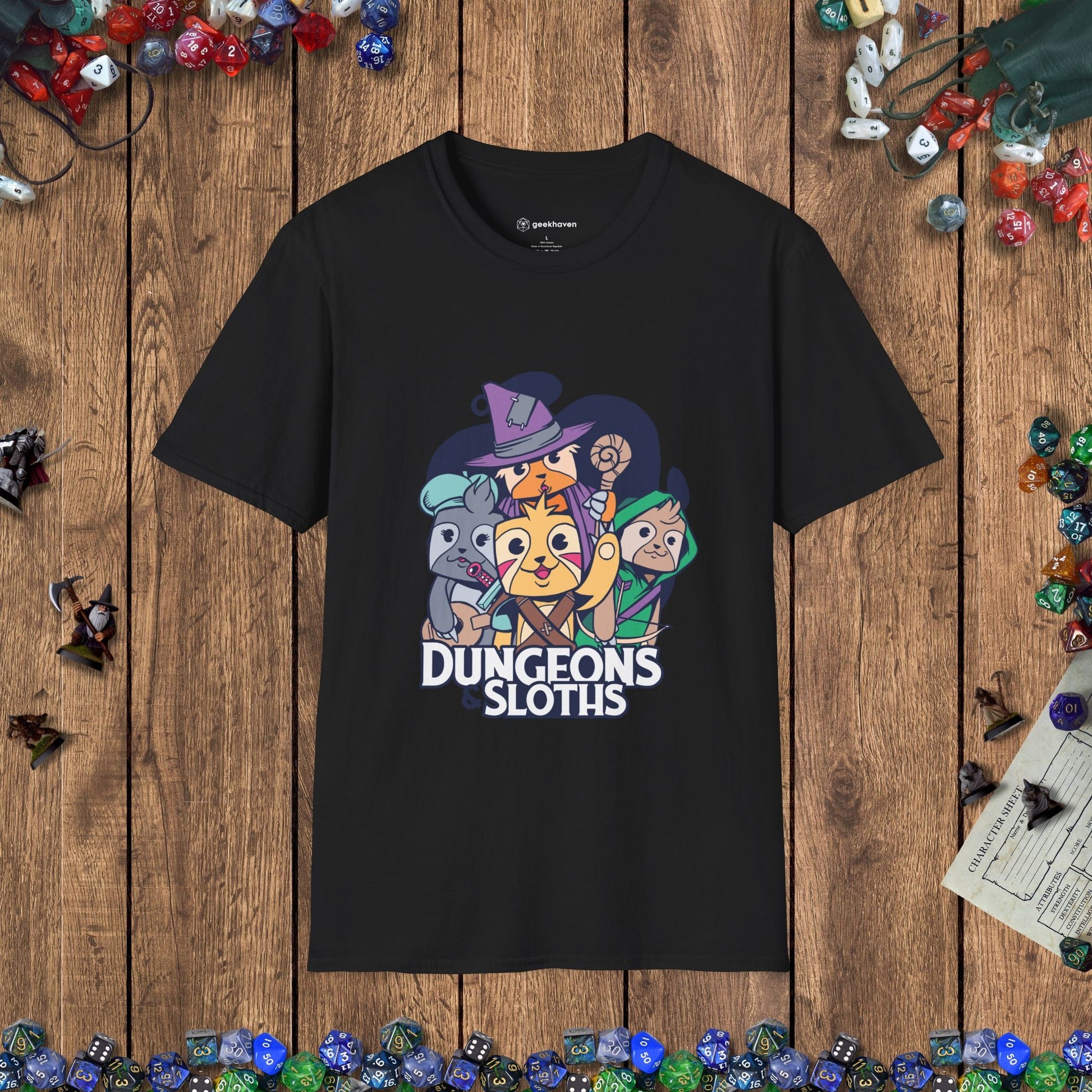 Dungeons & Sloths Funny DnD T-Shirt Designed by GeekHaven