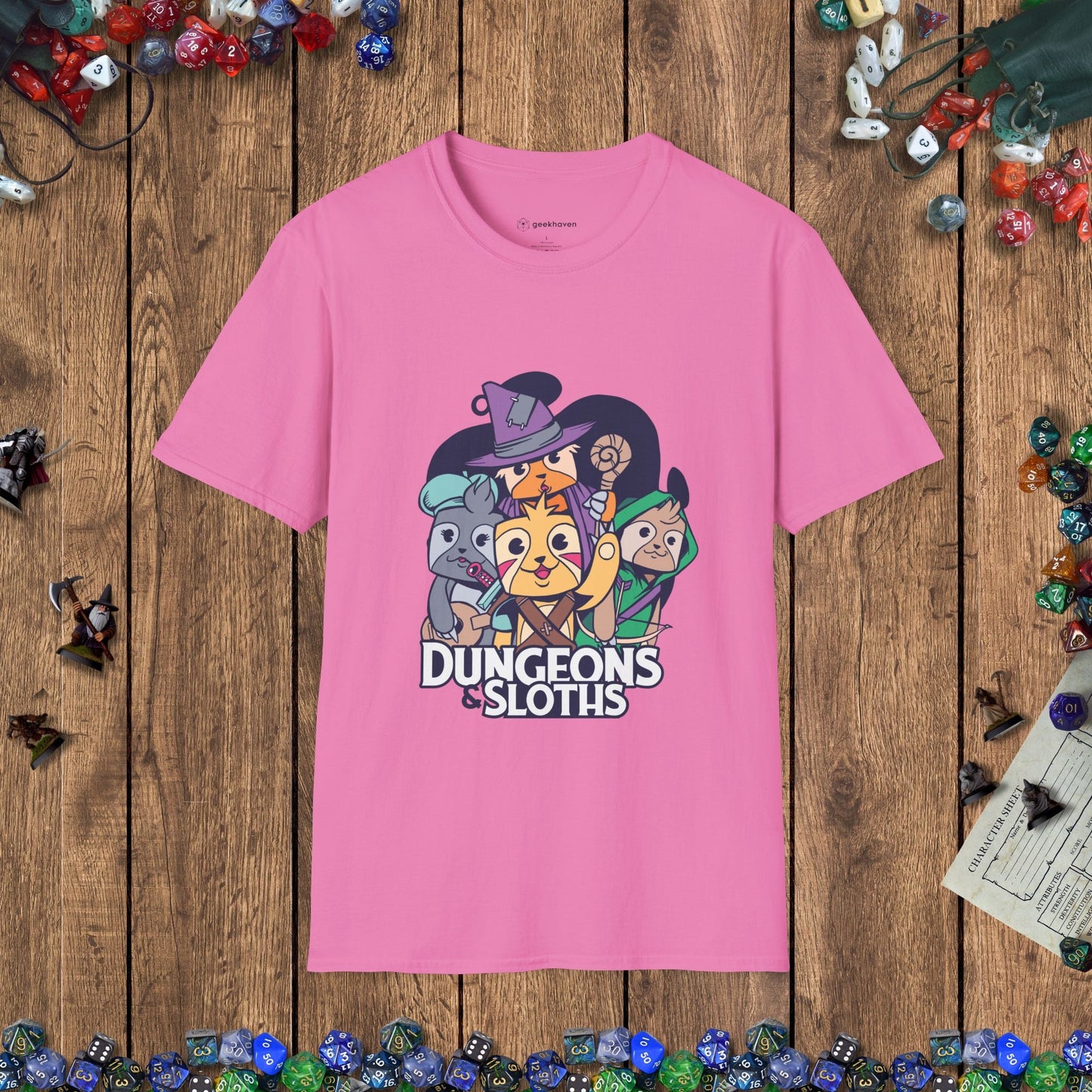 Dungeons & Sloths Funny DnD T-Shirt Designed by GeekHaven