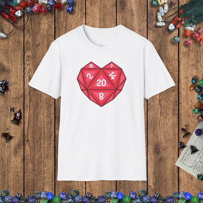 Heart - shaped D20 D&D T-shirt Designed by GeekHaven