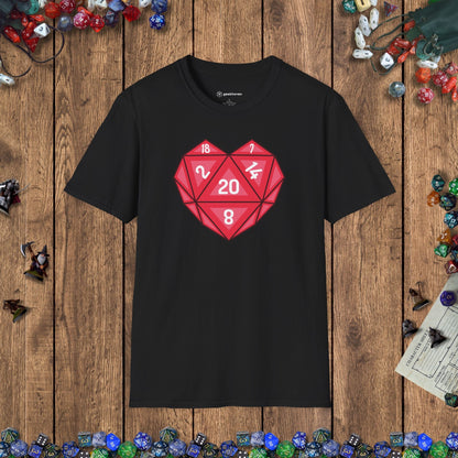 Heart - shaped D20 D&D T-shirt Designed by GeekHaven