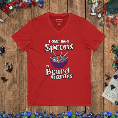 I Only Have Spoons for Board Games V - Neck Tee Designed by GeekHaven