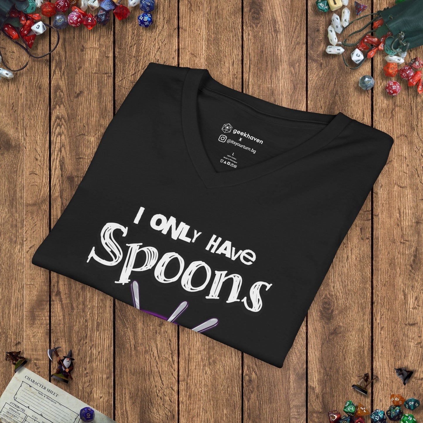 I Only Have Spoons for Board Games V - Neck Tee Designed by GeekHaven