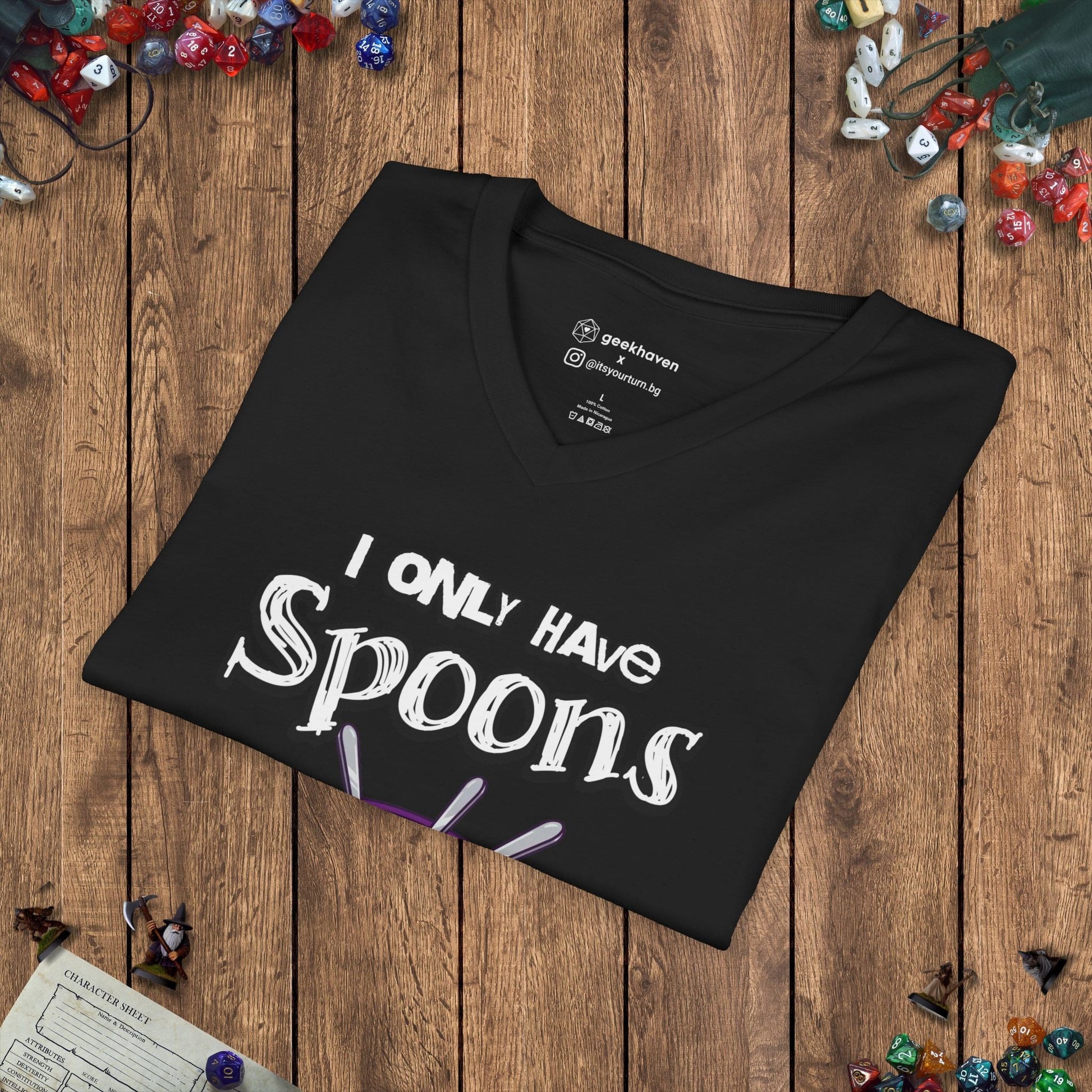 I Only Have Spoons for Board Games V - Neck Tee Designed by GeekHaven