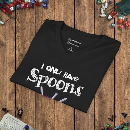 I Only Have Spoons for Board Games V - Neck Tee Designed by GeekHaven