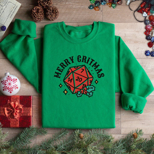 Merry Critmas Funny DnD Christmas Sweater Designed by GeekHaven