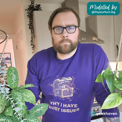 Mimic Trust Issues Funny DnD Sweatshirt Designed by GeekHaven