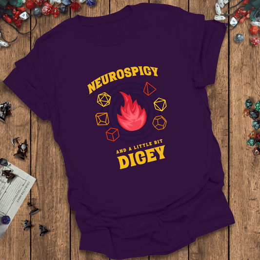 Neurospicy and a Little Bit Dicey Funny Gamer T-shirt Version 1 Designed by GeekHaven