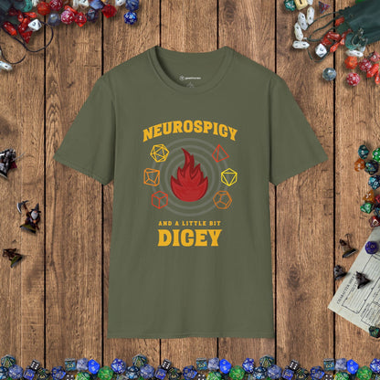 Neurospicy and a Little Bit Dicey Funny Gamer T-shirt Version 1 Designed by GeekHaven
