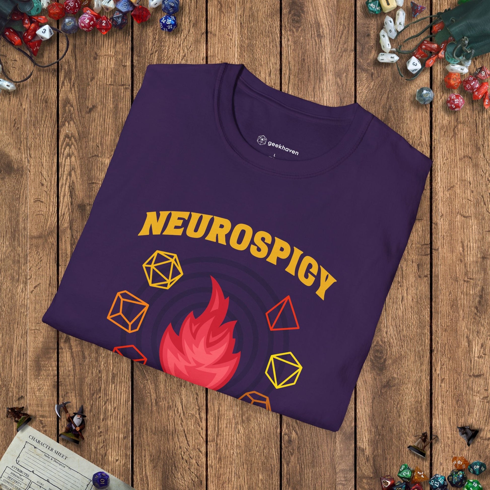 Neurospicy and a Little Bit Dicey Funny Gamer T-shirt Version 1 Designed by GeekHaven