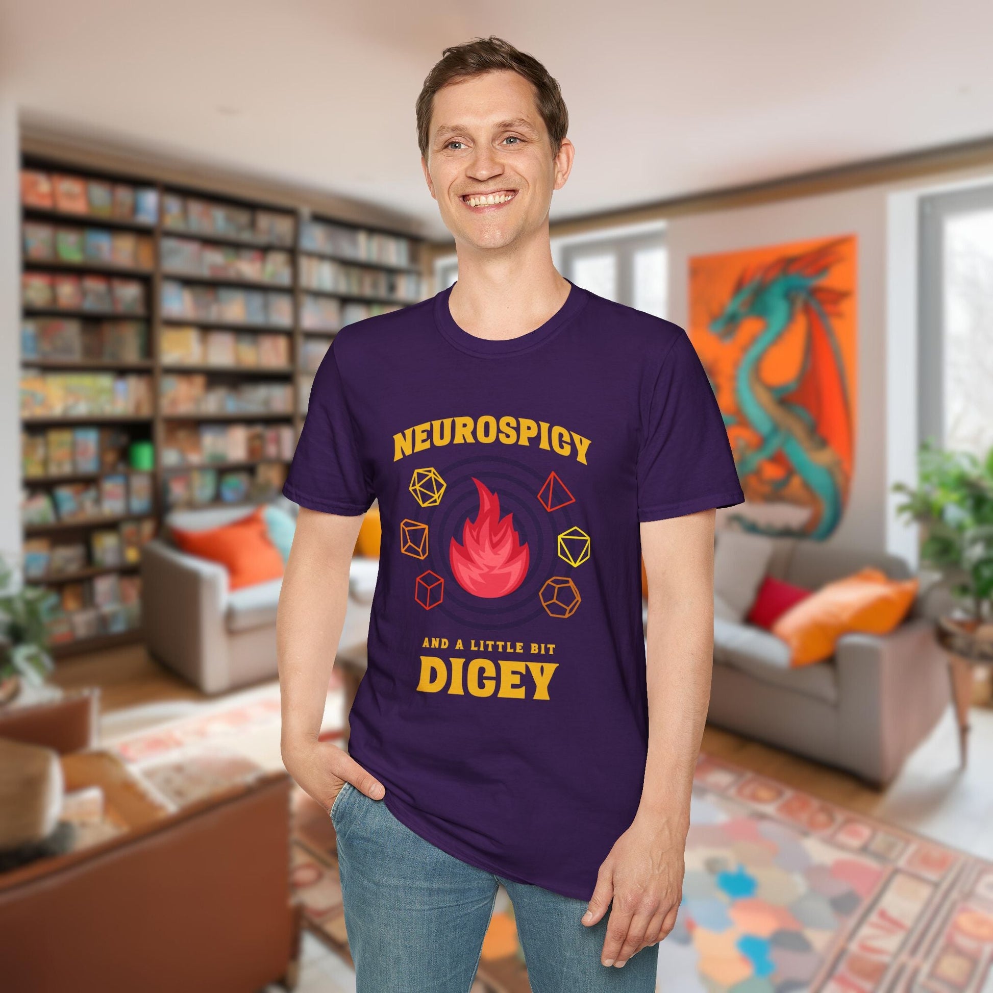 Neurospicy and a Little Bit Dicey Funny Gamer T-shirt Version 1 Designed by GeekHaven