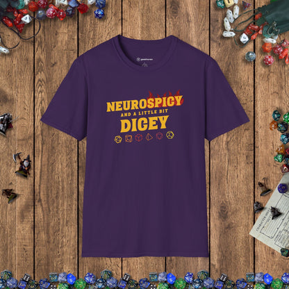 Neurospicy and a Little Bit Dicey Funny Gamer T-shirt Version 2 Designed by GeekHaven
