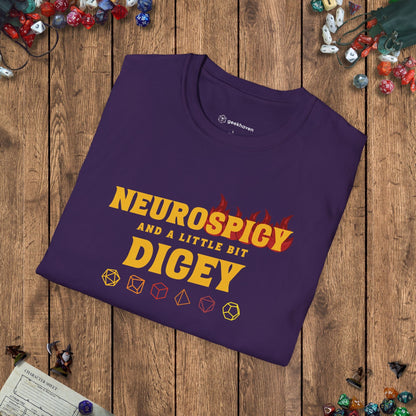 Neurospicy and a Little Bit Dicey Funny Gamer T-shirt Version 2 Designed by GeekHaven