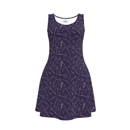 Purple Medieval Weapons Skater Dress Designed by GeekHaven