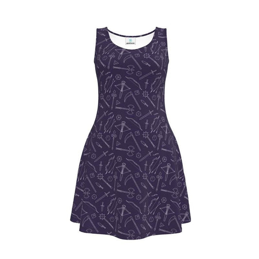 Purple Medieval Weapons Skater Dress Designed by GeekHaven