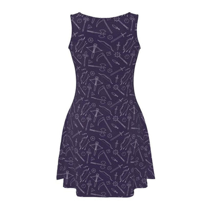 Purple Medieval Weapons Skater Dress Designed by GeekHaven