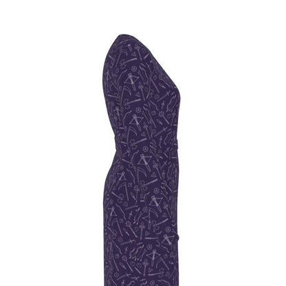 Purple Medieval Weapons Wrap Dress Designed by GeekHaven