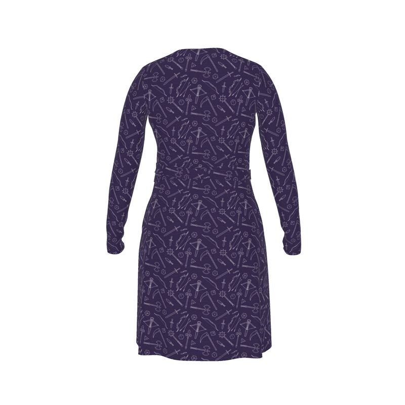 Purple Medieval Weapons Wrap Dress Designed by GeekHaven