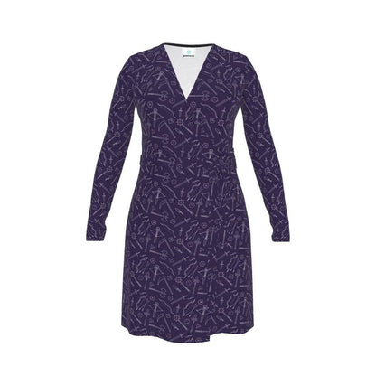 Purple Medieval Weapons Wrap Dress Designed by GeekHaven