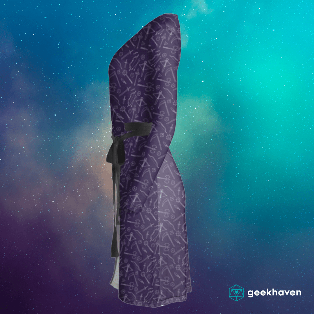 Purple Medieval Weapons Wrap Dress Designed by GeekHaven