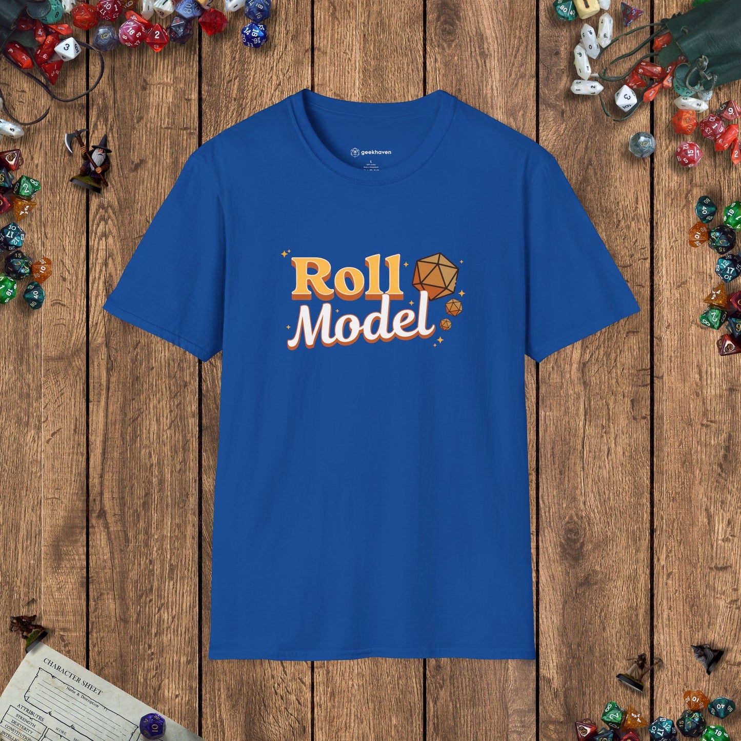 Roll Model Funny Women's DnD T-Shirt Designed by GeekHaven