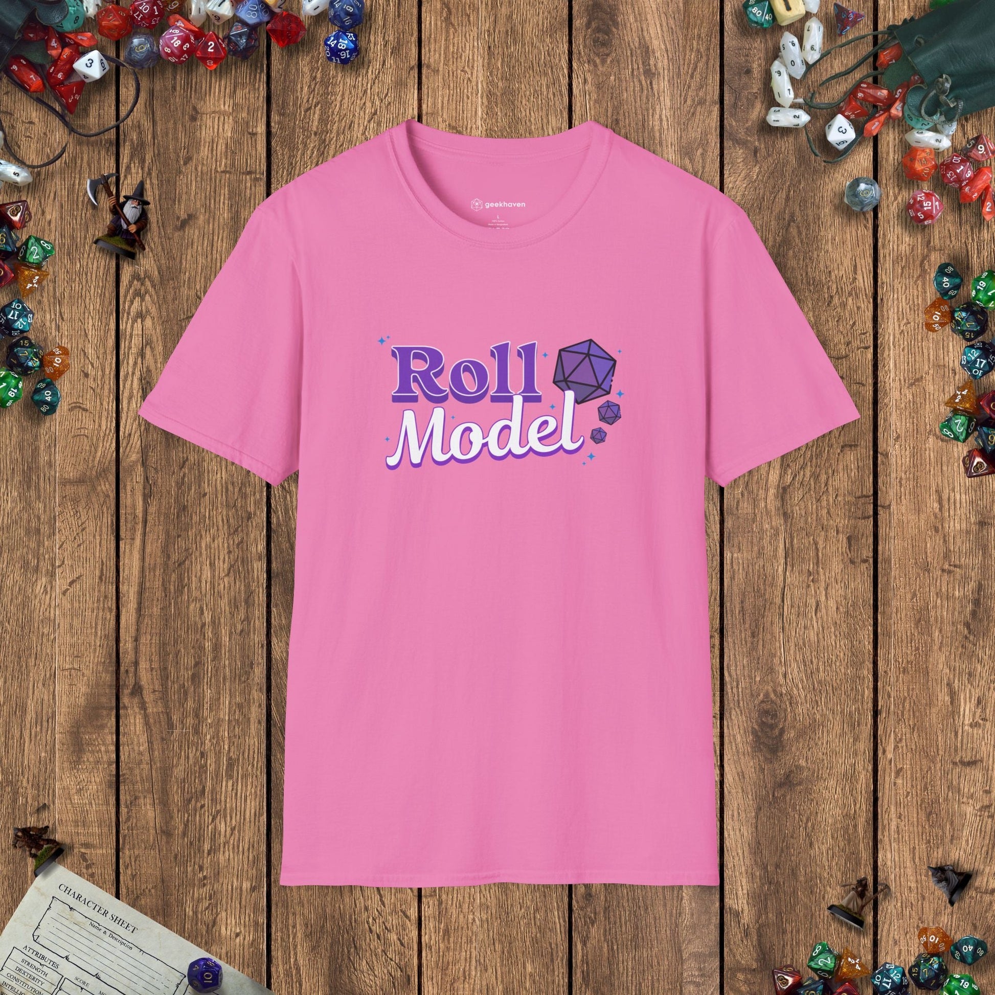 Roll Model Funny Women's DnD T-Shirt Designed by GeekHaven