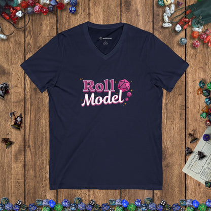 Roll Model Funny Women's V - Neck Tee - UK Designed by GeekHaven