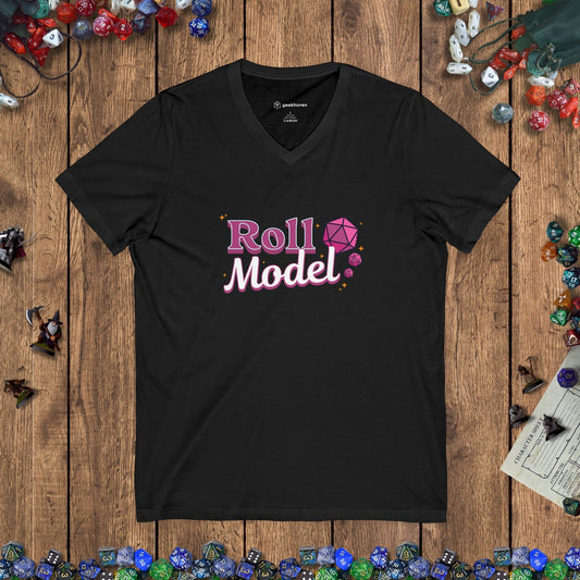 Roll Model Funny Women's V - Neck Tee - UK Designed by GeekHaven