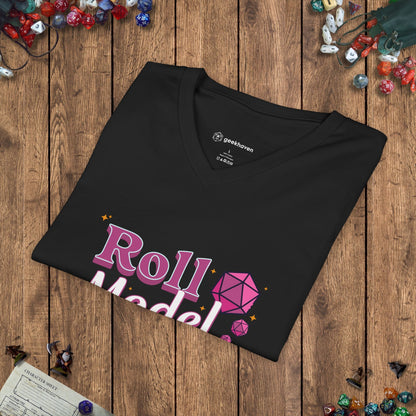 Roll Model Funny Women's V - Neck Tee - UK Designed by GeekHaven