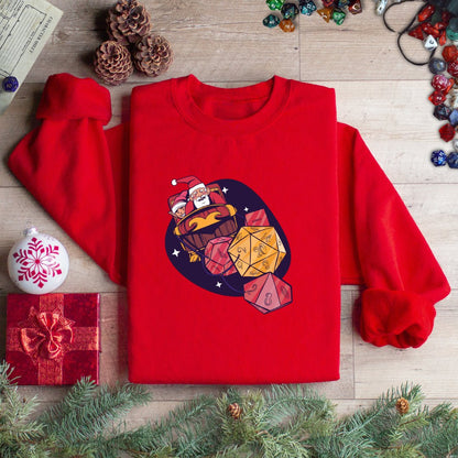 Santa's Dice - Powered Sleigh Funny DnD Christmas Sweater Designed by GeekHaven