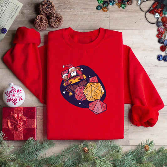 Santa's Dice - Powered Sleigh Funny DnD Christmas Sweater Designed by GeekHaven