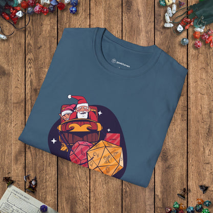 Santa's Dice - Powered Sleigh Funny DnD Christmas T-shirt Designed by GeekHaven