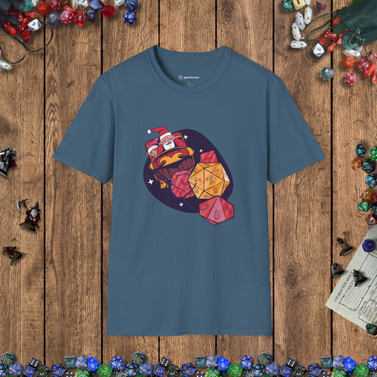 Santa's Dice - Powered Sleigh Funny DnD Christmas T-shirt Designed by GeekHaven