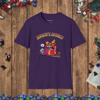 Season's Eatings Mimic Funny DnD Christmas T-shirt Designed by GeekHaven